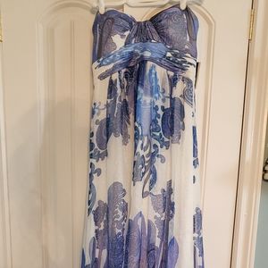 Aqua strapless maxi dress
